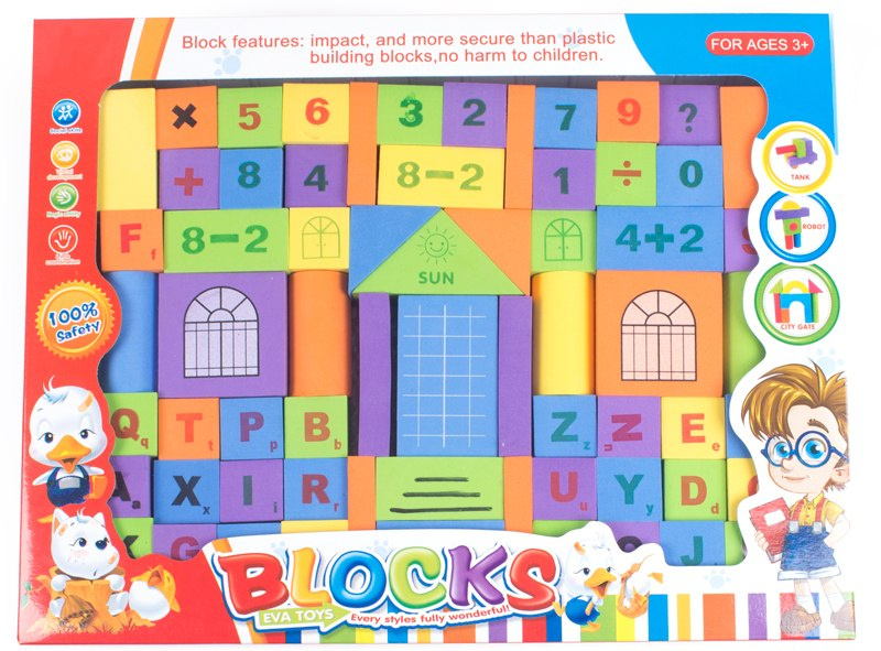 Klocki, puzzle - zestaw klocków piankowych 80 elementów. Klocki, puzzle - zestaw klocków piankowych 80 elementów.