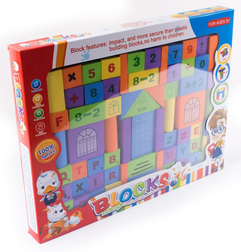 Klocki, puzzle - zestaw klocków piankowych 80 elementów. Klocki, puzzle - zestaw klocków piankowych 80 elementów.