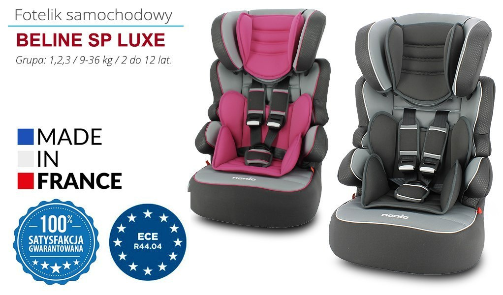 Fotelik samochodowy Beline Luxe Nania 9-36 kg, ADAC Fotelik samochodowy Beline Luxe Nania 9-36 kg, ADAC