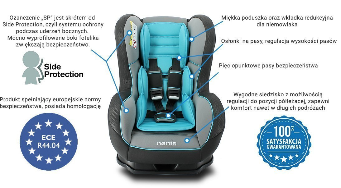Fotelik samochodowy Cosmo Luxe 0-25 kg Nania, uchylny Fotelik samochodowy Cosmo Luxe 0-25 kg Nania, uchylny