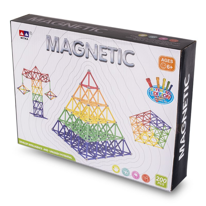 Klocki, zestaw klocków magnetycznych 200 el. Klocki, zestaw klocków magnetycznych 200 el.
