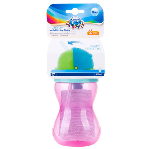Canpol babies bidon z miękką, składaną rurką silikonową 370 ml RÓŻOWY Canpol babies bidon z miękką, składaną rurką silikonową 370 ml RÓŻOWY