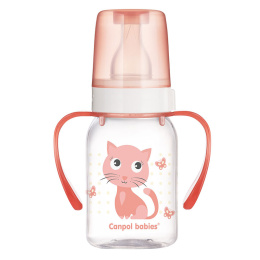 Canpol babies butelka wąska 120ml CUTE ANIMALS  z uchwytem