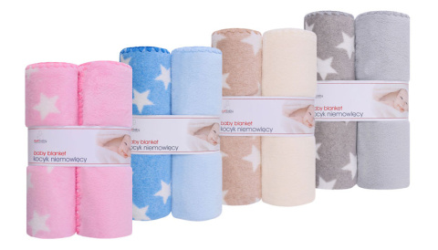 Miękki kocyk Coral+coral druk dla dziecka 90x80 dwupak Beżowy Gwiazdki Miękki kocyk Coral+coral druk dla dziecka 90x80 dwupak Beżowy Gwiazdki