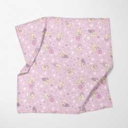 Pielucha tetrowa dla dziecka pieluszka bawełniana rozmiar 70x80 MISIE z prezentami różowa