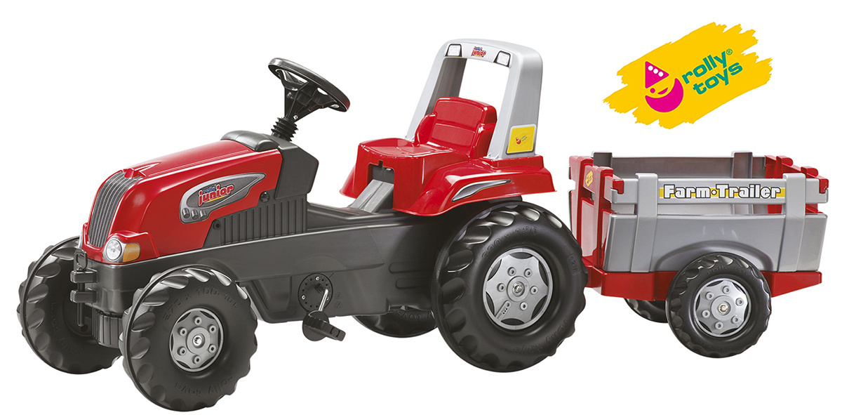 Traktor Rolly Junior z przyczepą czerwony Traktor Rolly Junior z przyczepą czerwony