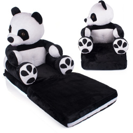 Fotelik pluszowy dla dziecka, rozkładany fotel dziecięcy - Miś pluszowy PANDA