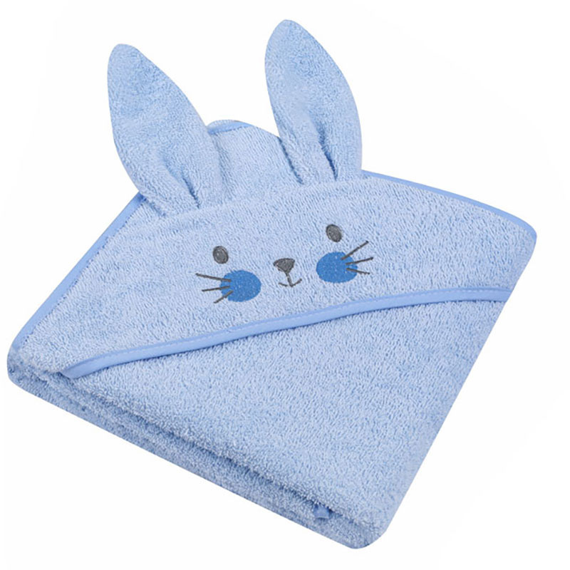 Ręcznik z kapturkiem, okrycie kąpielowe dla dziecka Animals 80x80 cm NIEBIESKIE