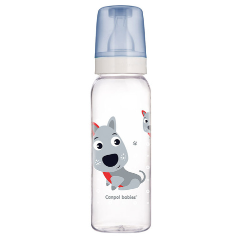 Canpol babies butelka wąska 250ml smoczek 12m+ CUTE ANIMALS 3 kolory