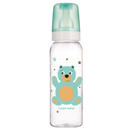 Canpol babies butelka wąska 250ml smoczek 12m+ CUTE ANIMALS 3 kolory