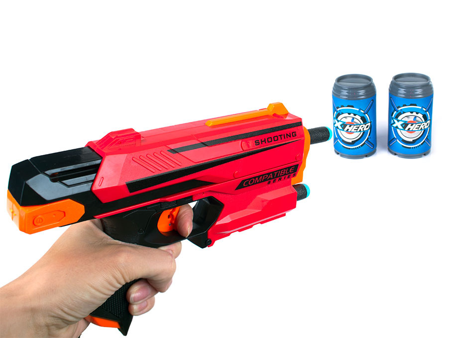 Pistolet na naboje piankowe 2w1 - Karabin, Kolt dziecięcy, Blaster 2w1, Zestaw strzałek 48 szt. oraz beczek Pistolet na naboje piankowe 2w1 - Karabin, Kolt dziecięcy, Blaster 2w1, Zestaw strzałek 48 szt. oraz beczek