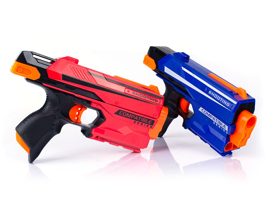 Pistolet na naboje piankowe 2w1 - Karabin, Kolt dziecięcy, Blaster 2w1, Zestaw strzałek 48 szt. oraz beczek Pistolet na naboje piankowe 2w1 - Karabin, Kolt dziecięcy, Blaster 2w1, Zestaw strzałek 48 szt. oraz beczek