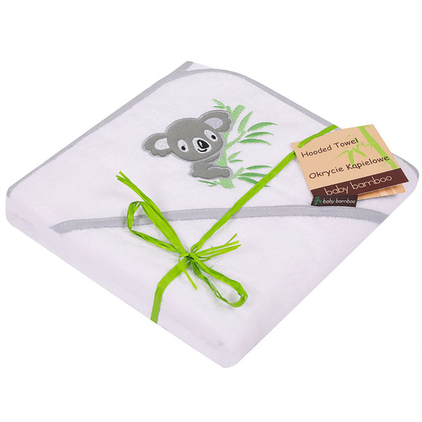 Ręcznik z kapturkiem, bambusowe okrycie kąpielowe dla dziecka 100x100 cm HAFT BABY BAMBOO Koala biały Ręcznik z kapturkiem, bambusowe okrycie kąpielowe dla dziecka 100x100 cm HAFT BABY BAMBOO Koala biały