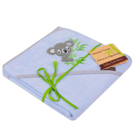 Ręcznik z kapturkiem, bambusowe okrycie kąpielowe dla dziecka 100x100 cm HAFT BABY BAMBOO Koala niebieski