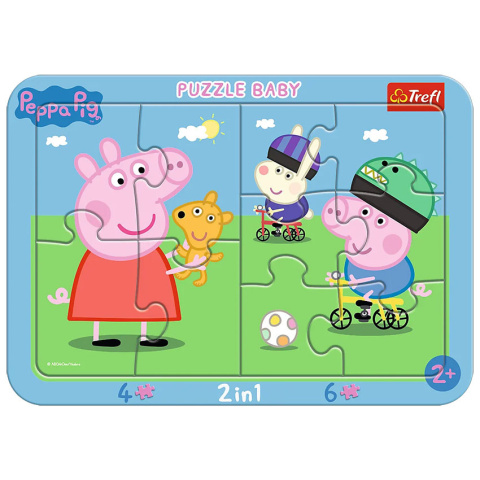 Trefl Puzzle 10 el. Ramkowe BABY | Wesoła Świnka Peppa- puzzle z motywem bajki Świnka Peppa