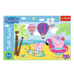 Trefl Puzzle 24 el. MAXI | Świnka Peppa na wakacjach, puzzle z motywem bajkowym