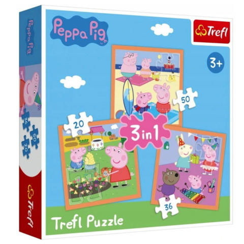 Puzzle 3w1 Pomysłowa Świnka Peppa