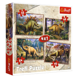 Trefl Puzzle 4w1 | Dinozaury, puzzle z motywem dinozaurów