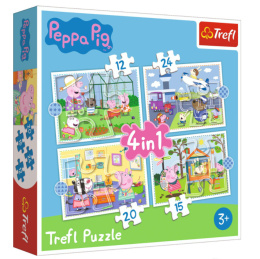 Trefl Puzzle 4w1 | Wspomnienia z wakacji , puzzle z motywem bajki Świnka Peppa