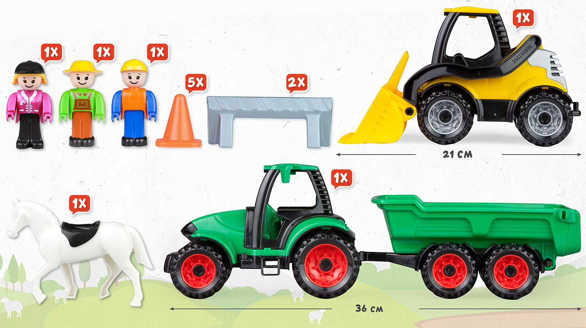 Zestaw pojazdów rolniczych LENA Truckies Traktor, Spychacz 23 el. Zestaw pojazdów rolniczych LENA Truckies Traktor, Spychacz 23 el.