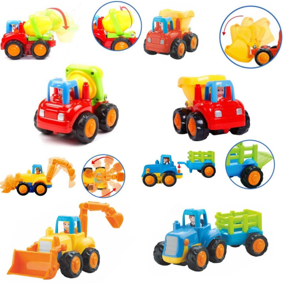 Zestaw pojazdów rolniczych, budowlanych 4 szt. Traktor z przyczepą, Betoniarka, Wywrotka, Koparka Zestaw pojazdów rolniczych, budowlanych 4 szt. Traktor z przyczepą, Betoniarka, Wywrotka, Koparka