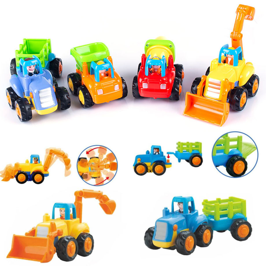 Zestaw pojazdów rolniczych, budowlanych 4 szt. Traktor z przyczepą, Betoniarka, Wywrotka, Koparka Zestaw pojazdów rolniczych, budowlanych 4 szt. Traktor z przyczepą, Betoniarka, Wywrotka, Koparka