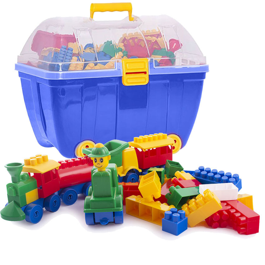 plastikowe klocki do budowania dla dziecka w kuferku na kółkach plastikowe klocki do budowania dla dziecka w kuferku na kółkach