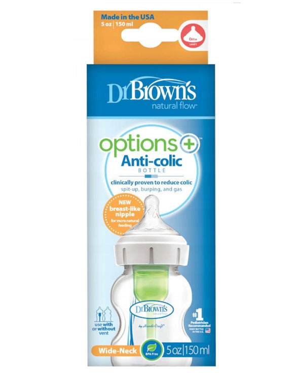 DR BROWN'S BUTELKA ANTYKOLKOWA SZEROKA OPTIONS+ 150ML 0m+ DR BROWN'S BUTELKA ANTYKOLKOWA SZEROKA OPTIONS+ 150ML 0m+