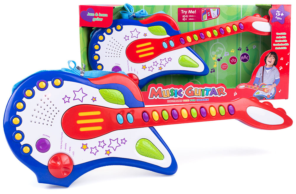 Gitara, muzyczna zabawka dla dzieci - instrument z wbudowanymiu dźwiękamiGitara, muzyczna zabawka dla dzieci - instrument z wbudowanymiu dźwiękami Gitara, muzyczna zabawka dla dzieci - instrument z wbudowanymiu dźwiękamiGitara, muzyczna zabawka dla dzieci - instrument z wbudowanymiu dźwiękami