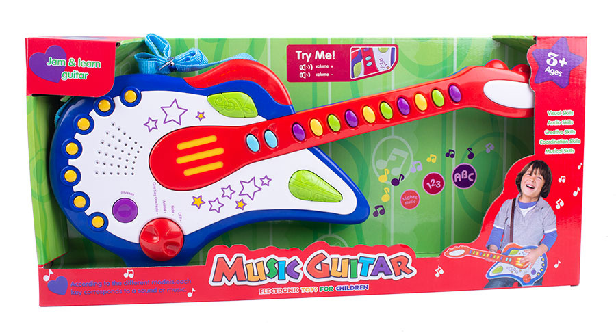 Gitara, muzyczna zabawka dla dzieci - instrument z wbudowanymiu dźwiękami Gitara, muzyczna zabawka dla dzieci - instrument z wbudowanymiu dźwiękami