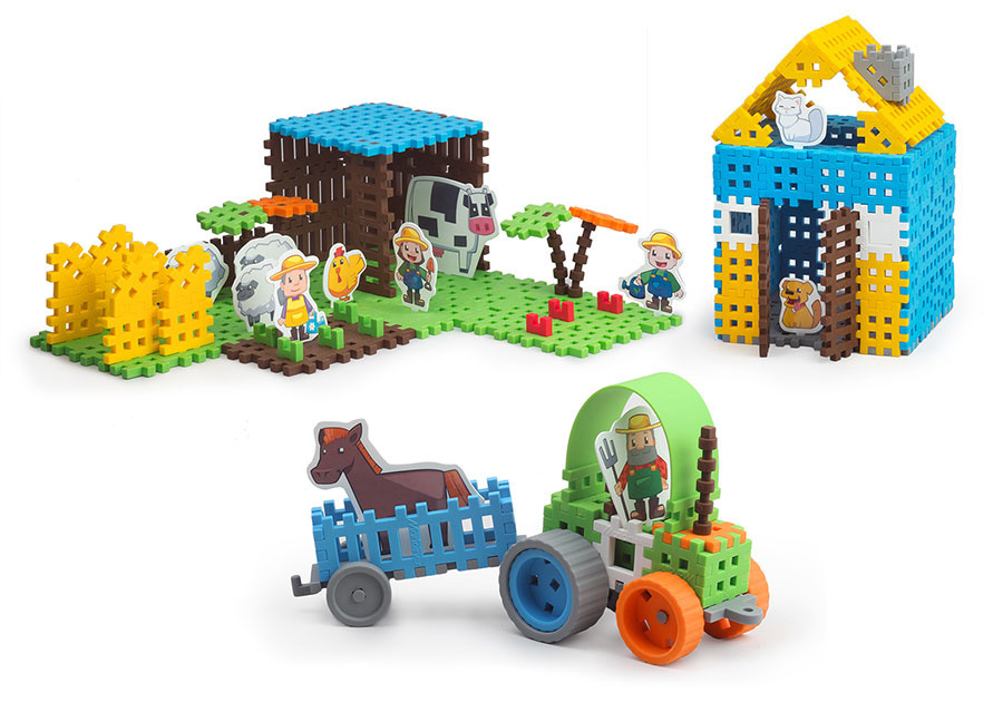 Mini Wafle City Rolnik Duży 185 el. Klocki konstrukcyjne | Marioinex MX Mini Wafle City Rolnik Duży 185 el. Klocki konstrukcyjne | Marioinex MX