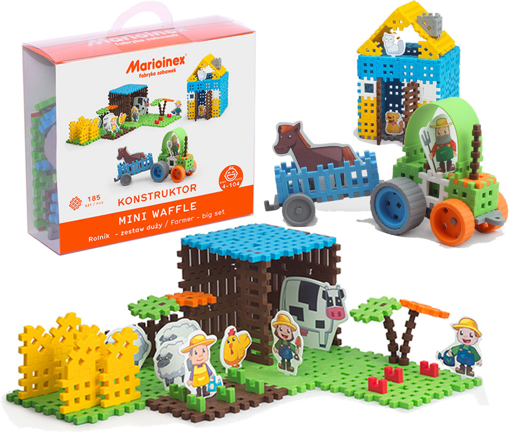 Mini Wafle City Rolnik Duży 185 el. Klocki konstrukcyjne | Marioinex MX Mini Wafle City Rolnik Duży 185 el. Klocki konstrukcyjne | Marioinex MX
