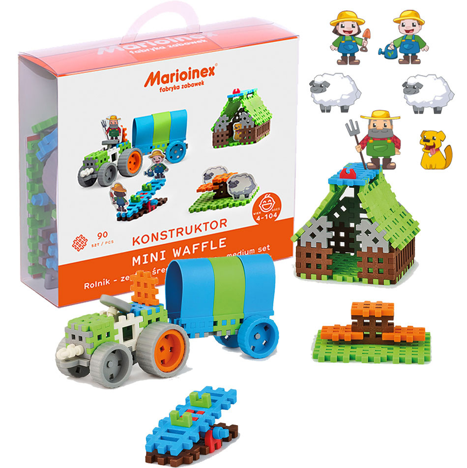 Mini Wafle City Rolnik Średni 90 el. Klocki konstrukcyjne | Marioinex MX Mini Wafle City Rolnik Średni 90 el. Klocki konstrukcyjne | Marioinex MX