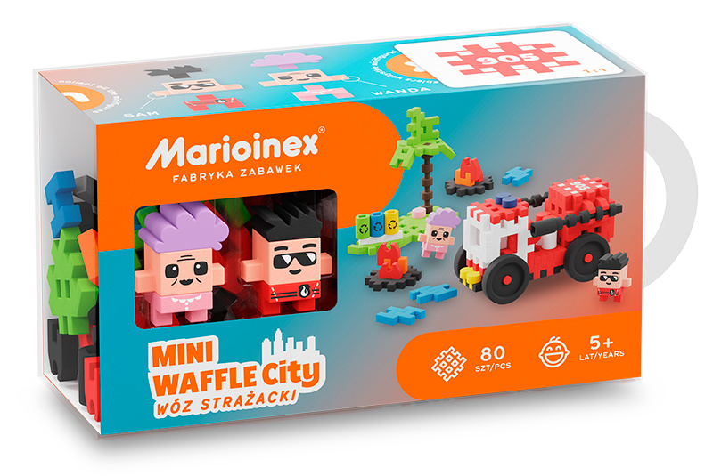 Mini Wafle City Wóz Strażacki Klocki konstrukcyjne 80 el Marioinex Mini Wafle City Wóz Strażacki Klocki konstrukcyjne 80 el Marioinex