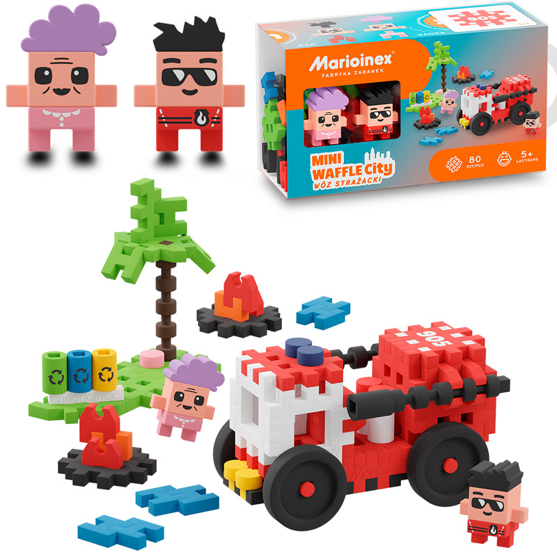 Mini Wafle City Wóz Strażacki Klocki konstrukcyjne 80 el Marioinex Mini Wafle City Wóz Strażacki Klocki konstrukcyjne 80 el Marioinex