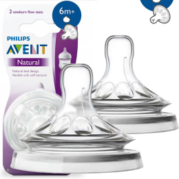 Smoczek silikonowy do butelki Philips AVENT, antykolkowy - seria Natural 2 KASZKA 6m+ / 2szt.