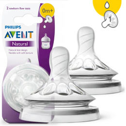 Smoczek silikonowy do butelki Philips AVENT, antykolkowy - seria Natural MINI 0m+