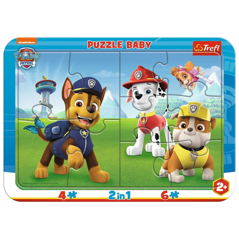 Trefl Puzzle 10 el. Ramkowe BABY | Wesoły Psi Patrol - puzzle z motywem bajki Paw Patrol