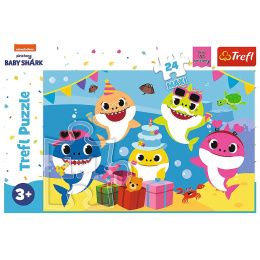 Trefl Puzzle 24 el. MAXI | Wesołe Baby Shark , puzzle z motywem zwierzątek morskich