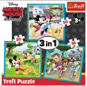 Trefl Puzzle 3w1 | Myszka Miki z przyjaciółmi, puzzle z motywem bajki Minnie Mouse