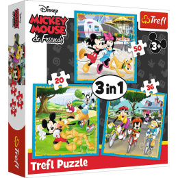 Trefl Puzzle 3w1 | Myszka Miki z przyjaciółmi, puzzle z motywem bajki Minnie Mouse