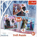 Trefl Puzzle 3w1 | Magiczna Opowieść Anny i Elsy, puzzle z motywem bajki Kraina Lodu Frozen