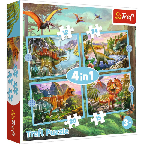 Trefl Puzzle 4w1 | Wyjątkowe dinozaury, puzzle z motywem dinozaurów