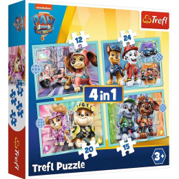 Trefl Puzzle 4w1 | Wesołe pieski , puzzle z motywem bajki PSI PATROL