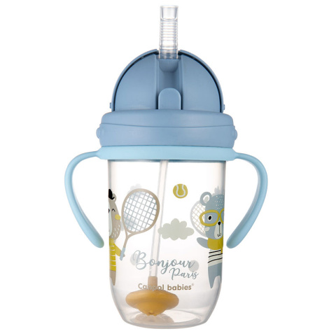 Canpol babies Kubek Niekapek ze składaną rurką silikonową z odważnikiem 270 ml BONJOUR PARIS niebieski Canpol babies Kubek Niekapek ze składaną rurką silikonową z odważnikiem 270 ml BONJOUR PARIS niebieski