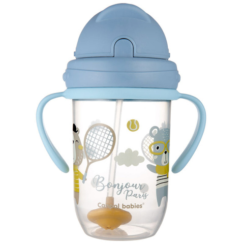 Canpol babies Kubek Niekapek ze składaną rurką silikonową z odważnikiem 270 ml BONJOUR PARIS niebieski Canpol babies Kubek Niekapek ze składaną rurką silikonową z odważnikiem 270 ml BONJOUR PARIS niebieski