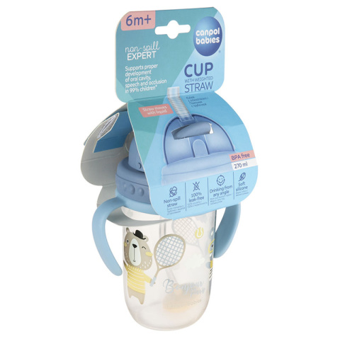 Canpol babies Kubek Niekapek ze składaną rurką silikonową z odważnikiem 270 ml BONJOUR PARIS niebieski Canpol babies Kubek Niekapek ze składaną rurką silikonową z odważnikiem 270 ml BONJOUR PARIS niebieski