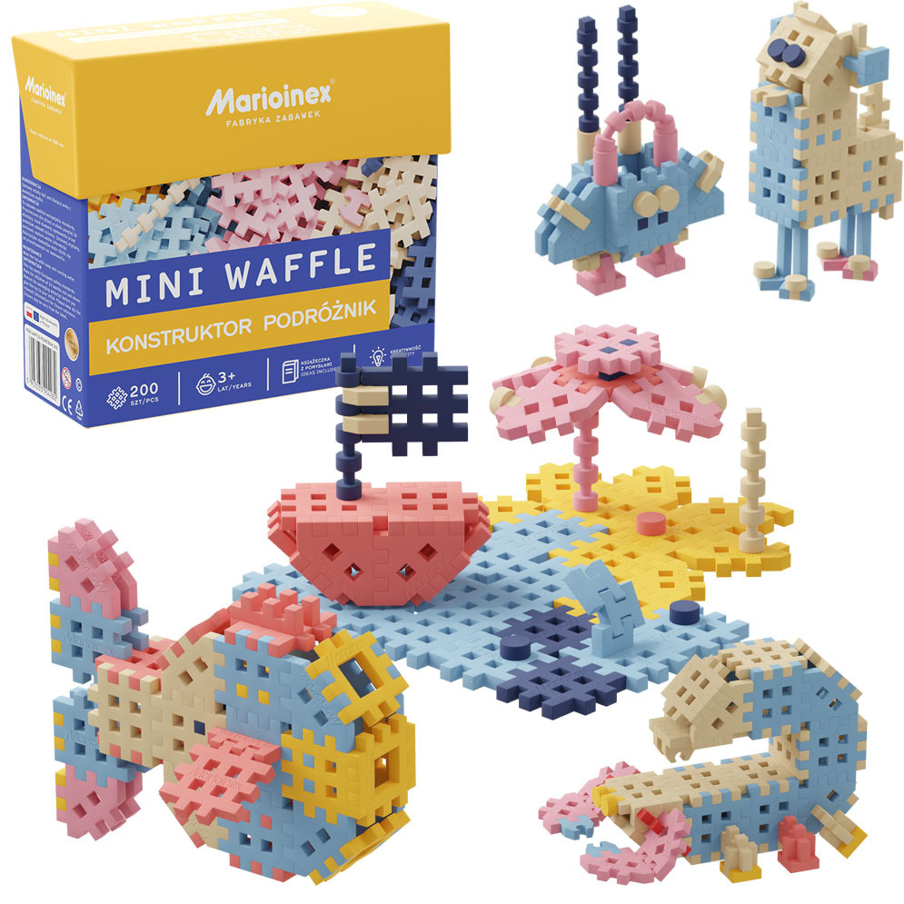 Klocki Mini Wafle Konstruktor PODRÓŻNIK - klocki dla dzieci 200 el. Marioinex nowość 2022 Klocki Mini Wafle Konstruktor PODRÓŻNIK - klocki dla dzieci 200 el. Marioinex nowość 2022