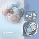 Smoczek uspokajający dla dziecka LOVI 0-2m BABY SHOWER 2szt. niebieskie świecący w ciemności