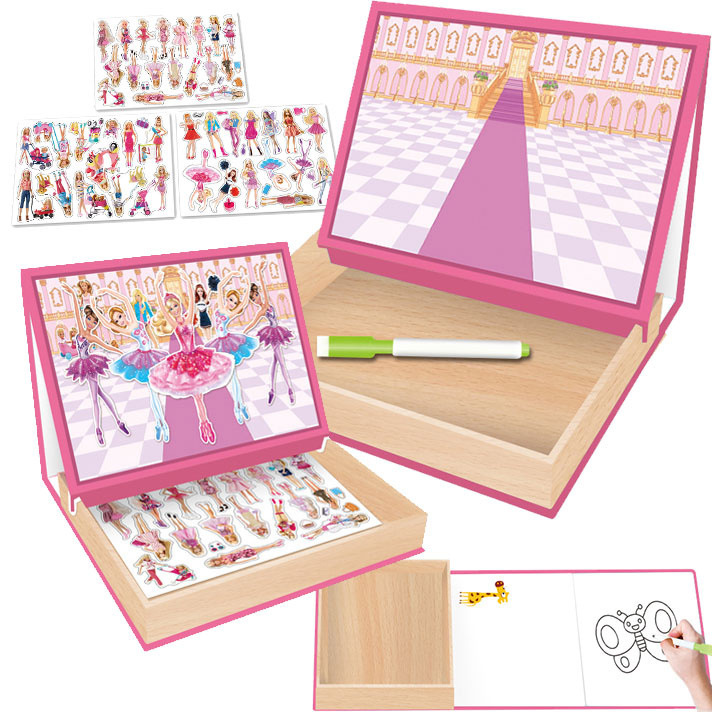 Tablica 2w1 magnetyczna, drewniana - zestaw edukacyjny z puzzlami magnetycznymi, pisak w zestawie Moda Ksiązniczki Tablica 2w1 magnetyczna, drewniana - zestaw edukacyjny z puzzlami magnetycznymi, pisak w zestawie Moda Ksiązniczki